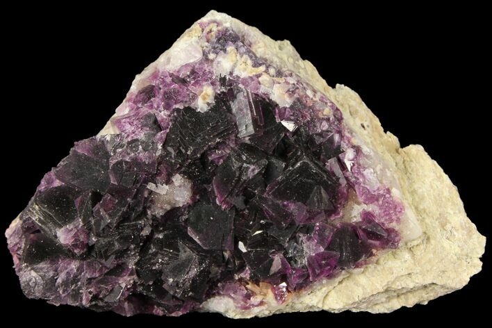 Dark Purple Cubic Fluorite on Quartz - China #94307